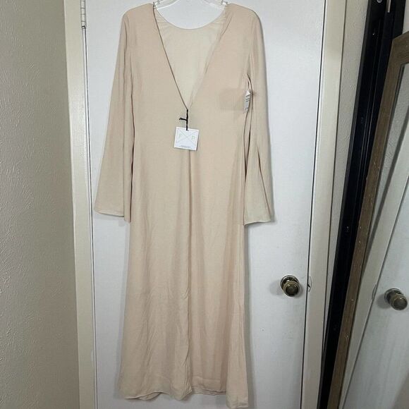 NEW! Fame X Partners Peach bell sleeve maxi dress size US 8 -Flawed- - Picture 11 of 13